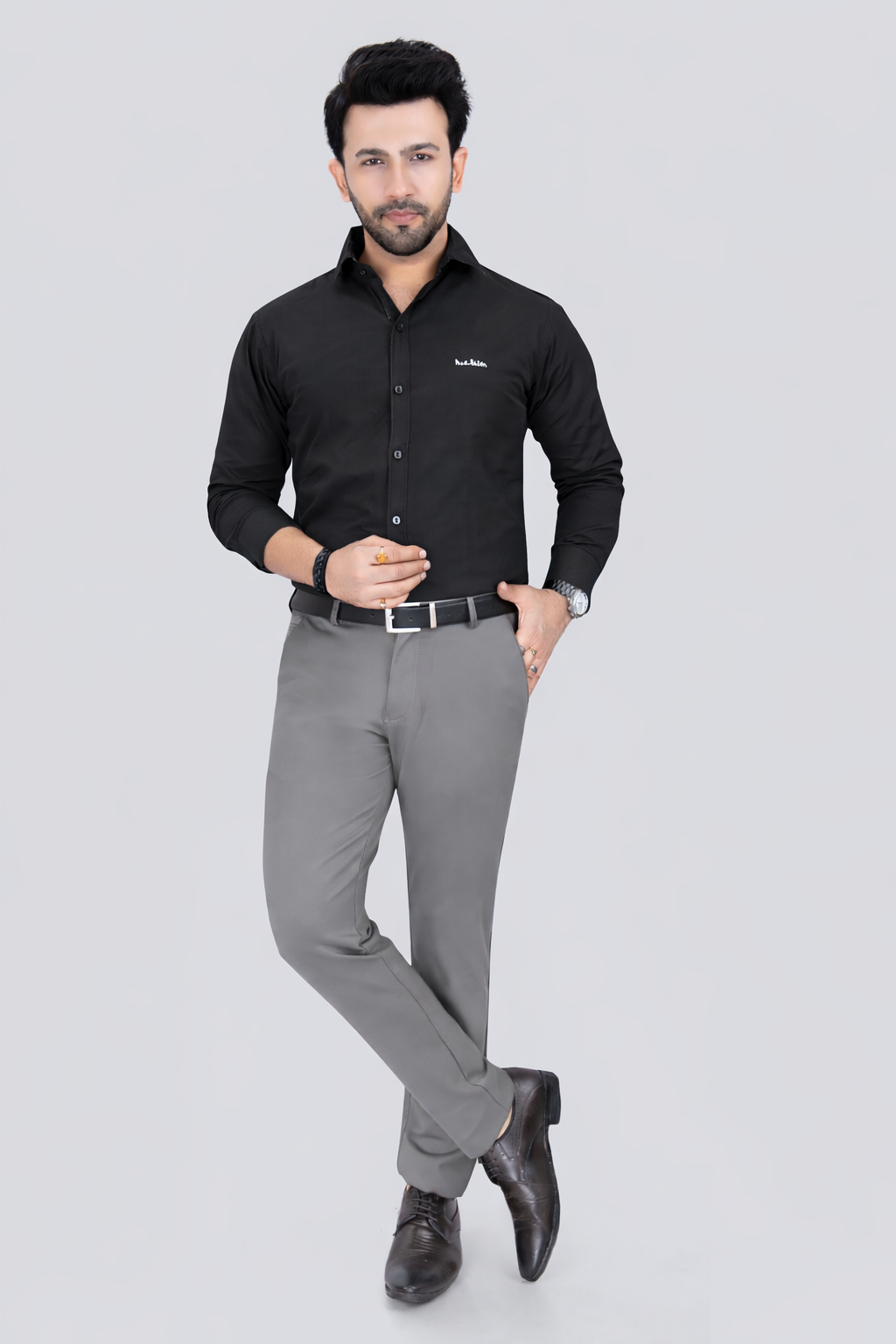Black Dot Fearless 4-Way Stretch M Olive Formal Narrow Fit Trousers
