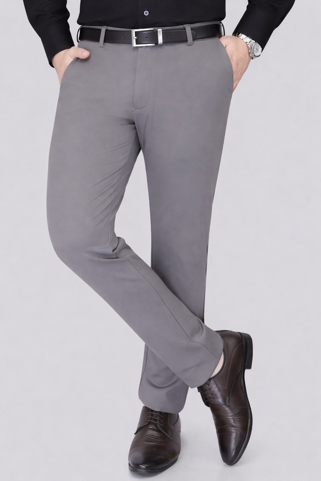 Black Dot Fearless 4-Way Stretch M Olive Formal Narrow Fit Trousers