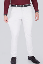 Black Dot Fearless 4-Way Stretch Cream Formal Narrow Fit Trousers