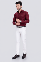 Black Dot Fearless 4-Way Stretch Cream Formal Narrow Fit Trousers