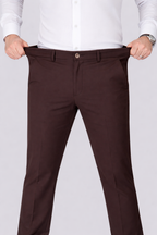 Black Dot Fearless 4-Way Stretch Coffee Brown Formal Narrow Fit Trousers