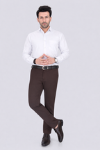 Black Dot Fearless 4-Way Stretch Coffee Brown Formal Narrow Fit Trousers