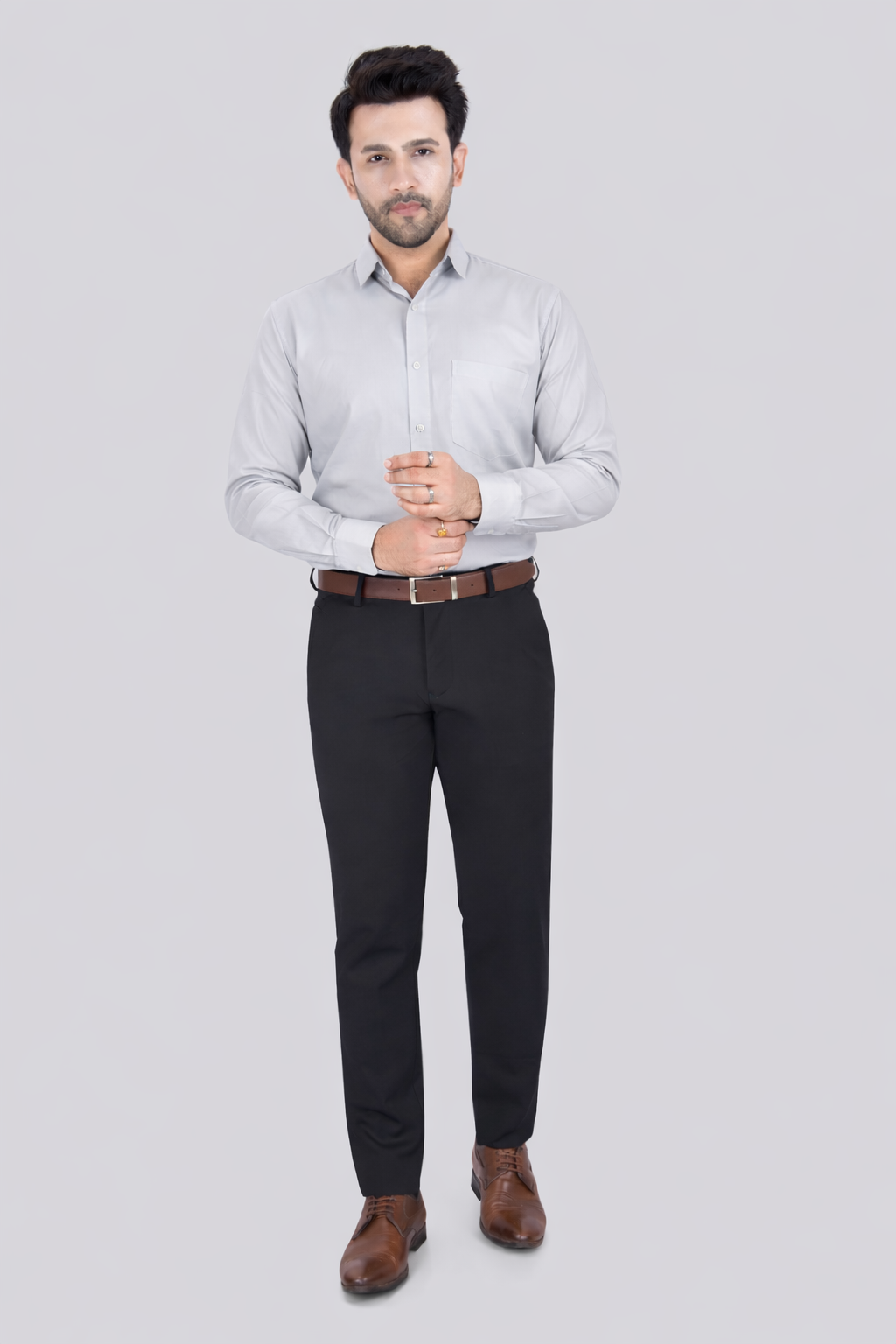 Black Dot Fearless 4-Way Stretch Black Formal Narrow Fit Trousers