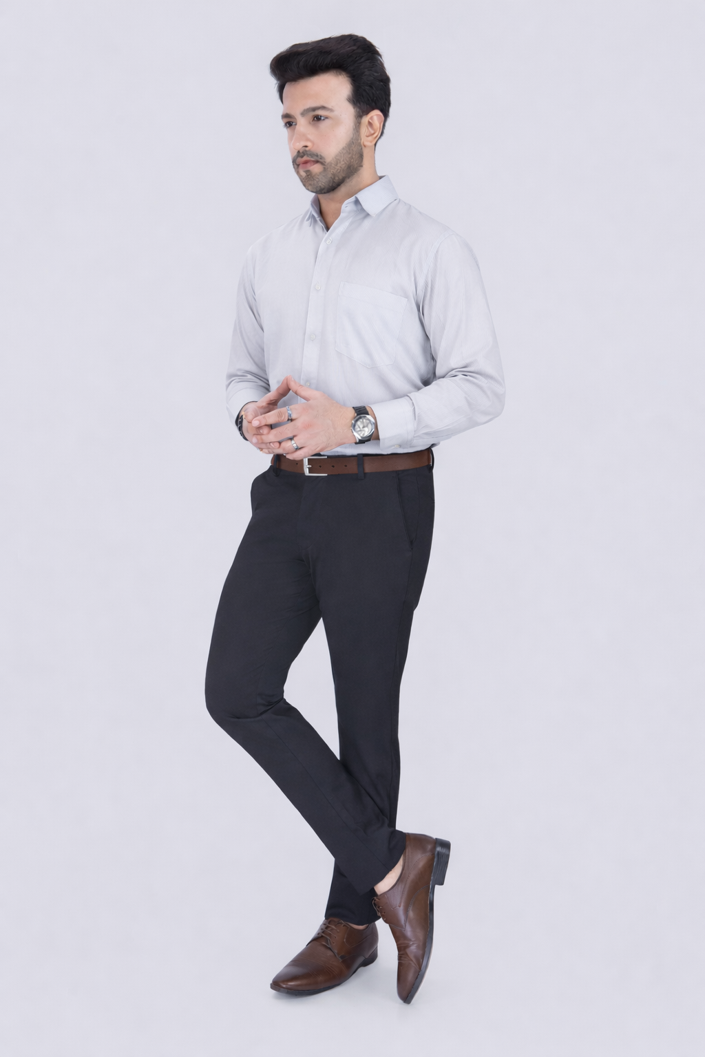 Black Dot Fearless 4-Way Stretch Black Formal Narrow Fit Trousers