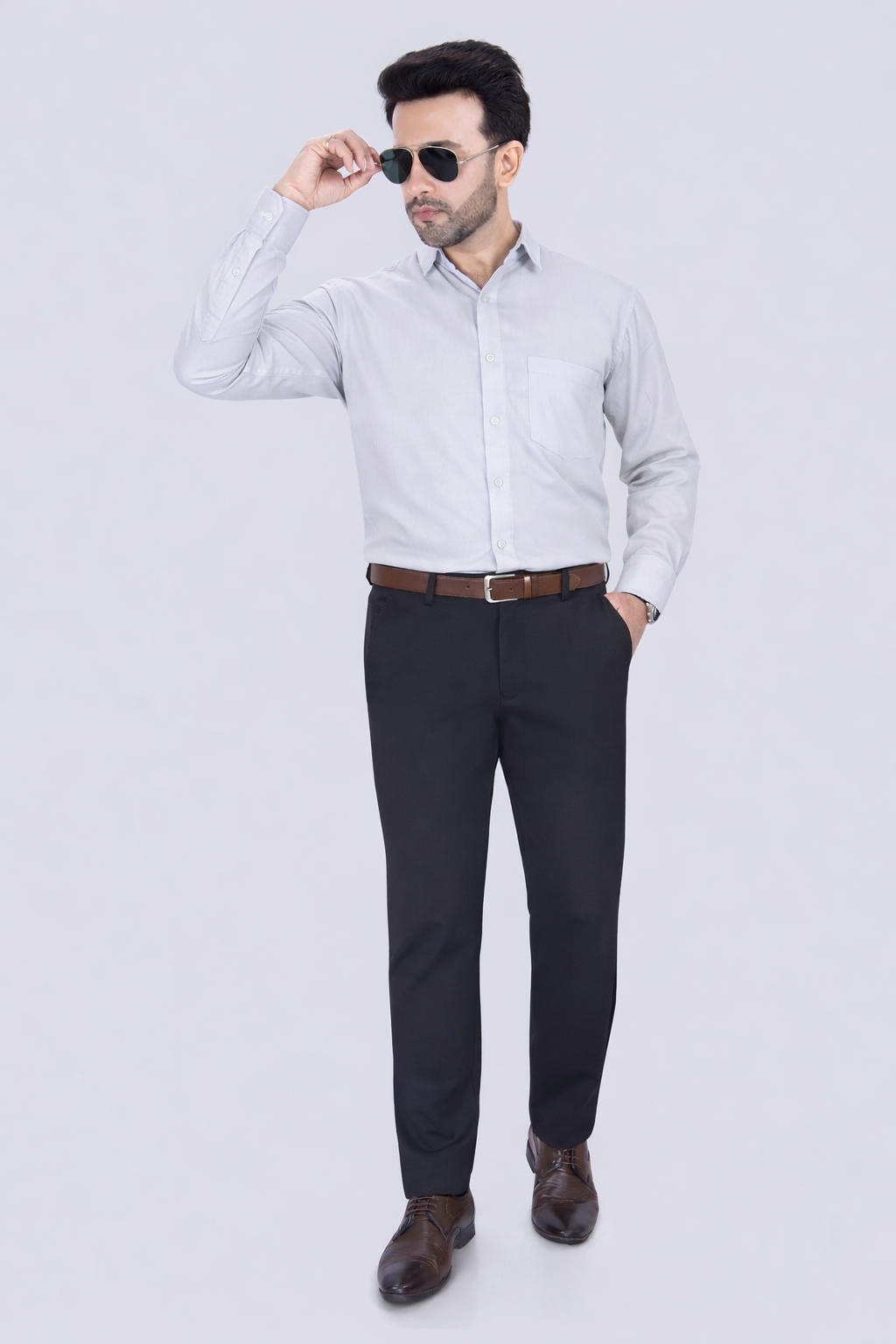 Black Dot Fearless 4-Way Stretch Black Formal Narrow Fit Trousers