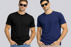 Combo of 2 Round Neck T shirt Black & Navy Blue
