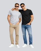 Combo of 2 Round Neck T shirt Black & Light Grey
