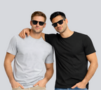 Combo of 2 Round Neck T shirt Black & Light Grey