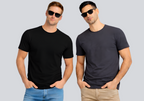 Combo of 2 Round Neck T shirt Black & Dark Grey