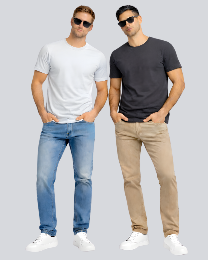 Combo of 2 Round Neck T shirt White & Dark Grey