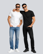 Combo of 2 Round Neck T shirt White & Black