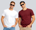 Combo of 2 Round Neck T shirt White & Maroon
