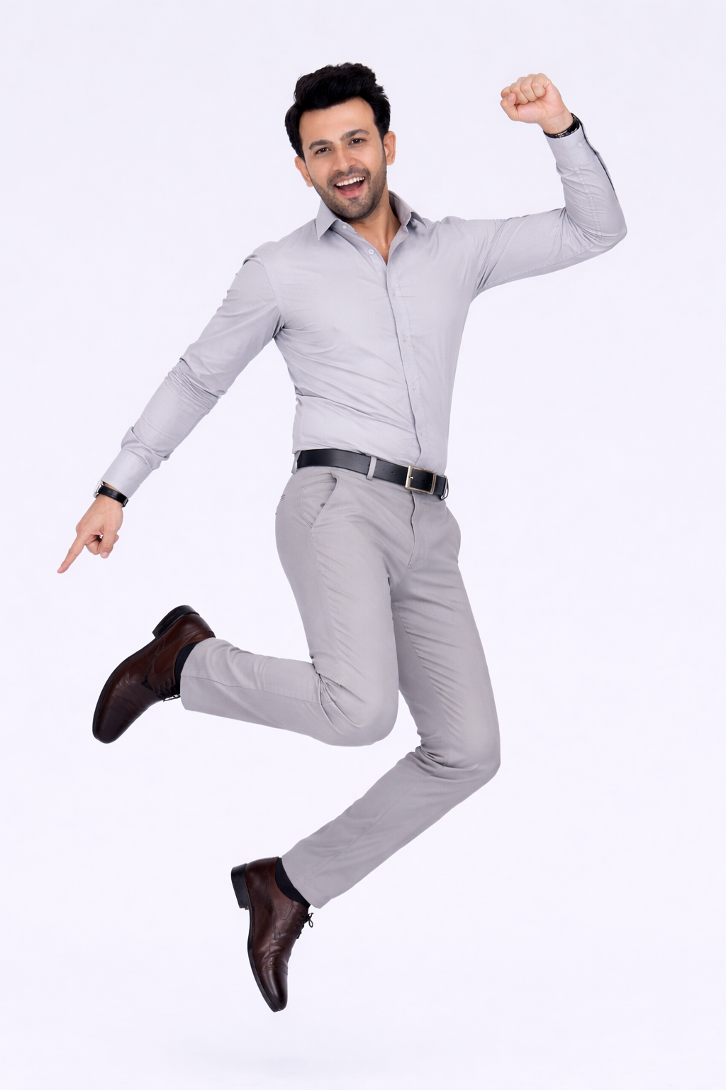 Black Dot Fearless 4-Way Stretch Mouse Formal Narrow Fit Trousers