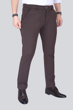 Black Dot Fearless 4-Way Stretch Coffee Brown Formal Narrow Fit Trousers