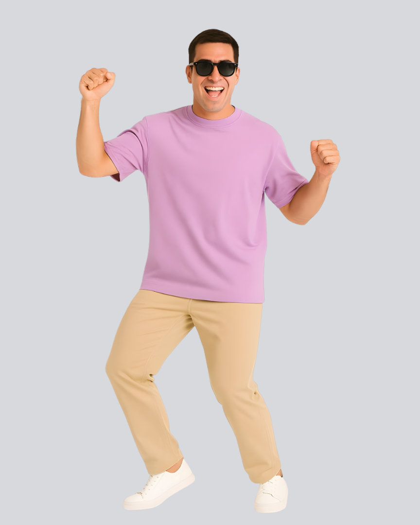 Plain Streetwear Lavender Oversize T-Shirt