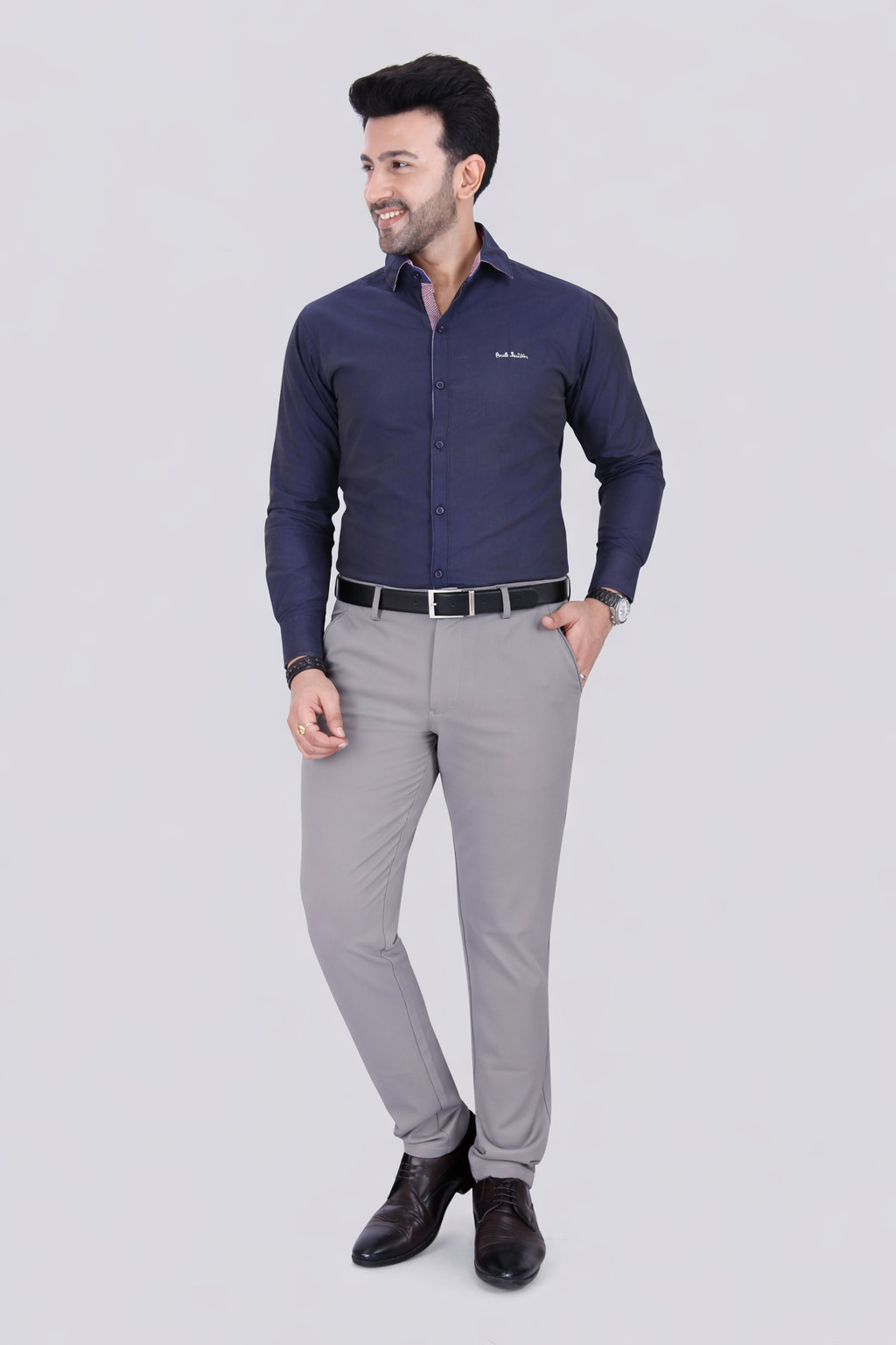 Black Dot Fearless 4-Way Stretch Mouse Formal Narrow Fit Trousers