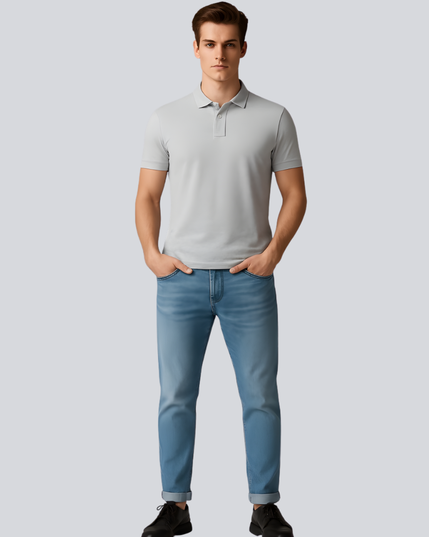 Plain Classic Light Grey Polo T shirt