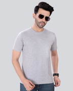 Plain Round Crew Neck Light Grey T-Shirt