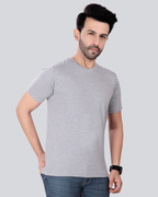 Plain Round Crew Neck Light Grey T-Shirt