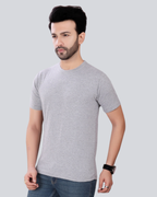 Plain Round Crew Neck Light Grey T-Shirt