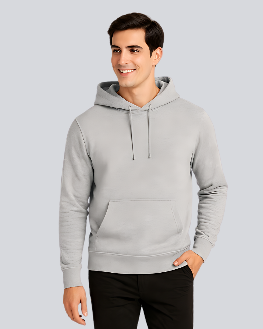 Plain Winter Light Grey Hoodie