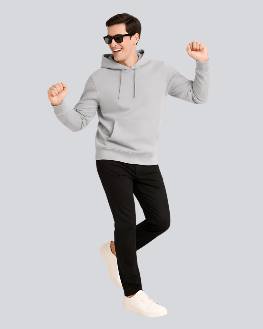Plain Winter Light Grey Hoodie