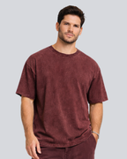 Plain Acid Wash Maroon Oversize Streetwear T-Shirt