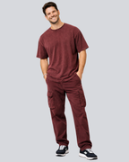 Plain Acid Wash Maroon Oversize Streetwear T-Shirt