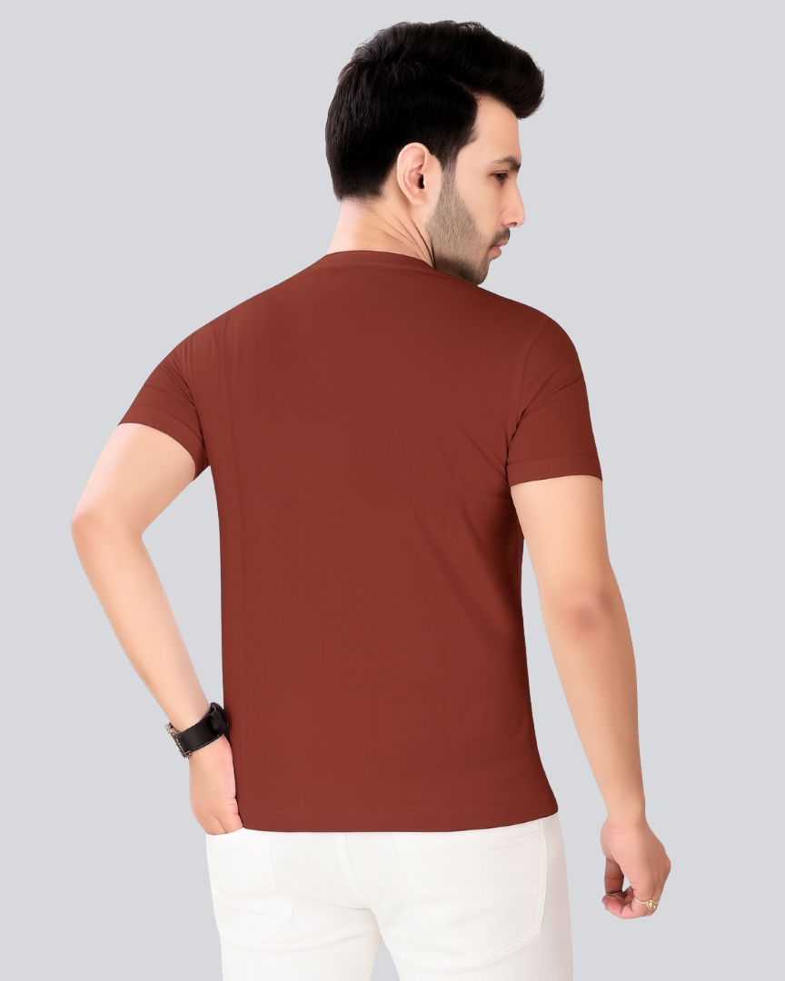 Plain Round Crew Neck Maroon T-Shirt
