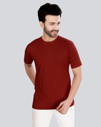 Plain Round Crew Neck Maroon T-Shirt