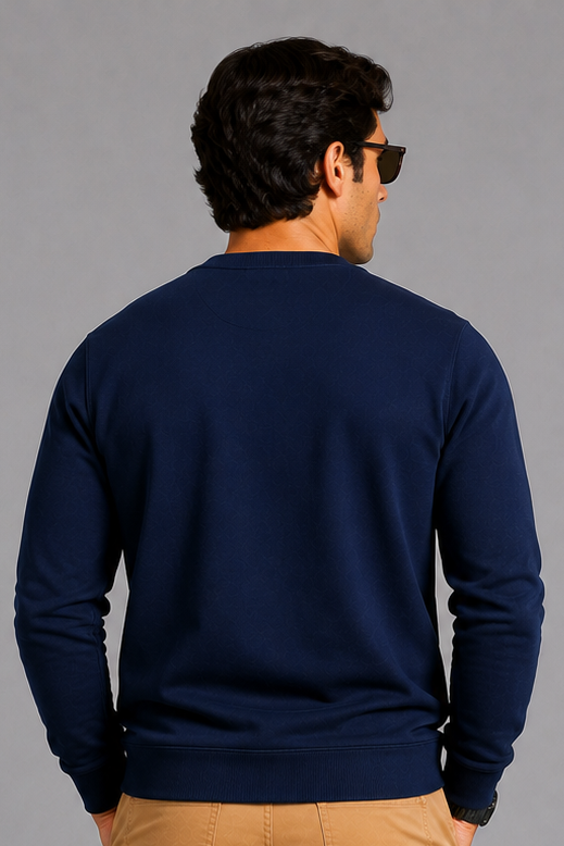 Plain Supreme Navy Blue Winter Sweatshirt