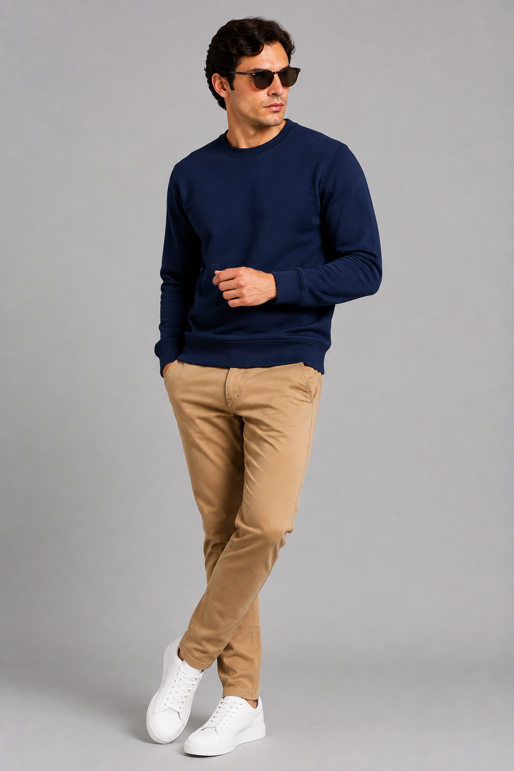 Plain Supreme Navy Blue Winter Sweatshirt