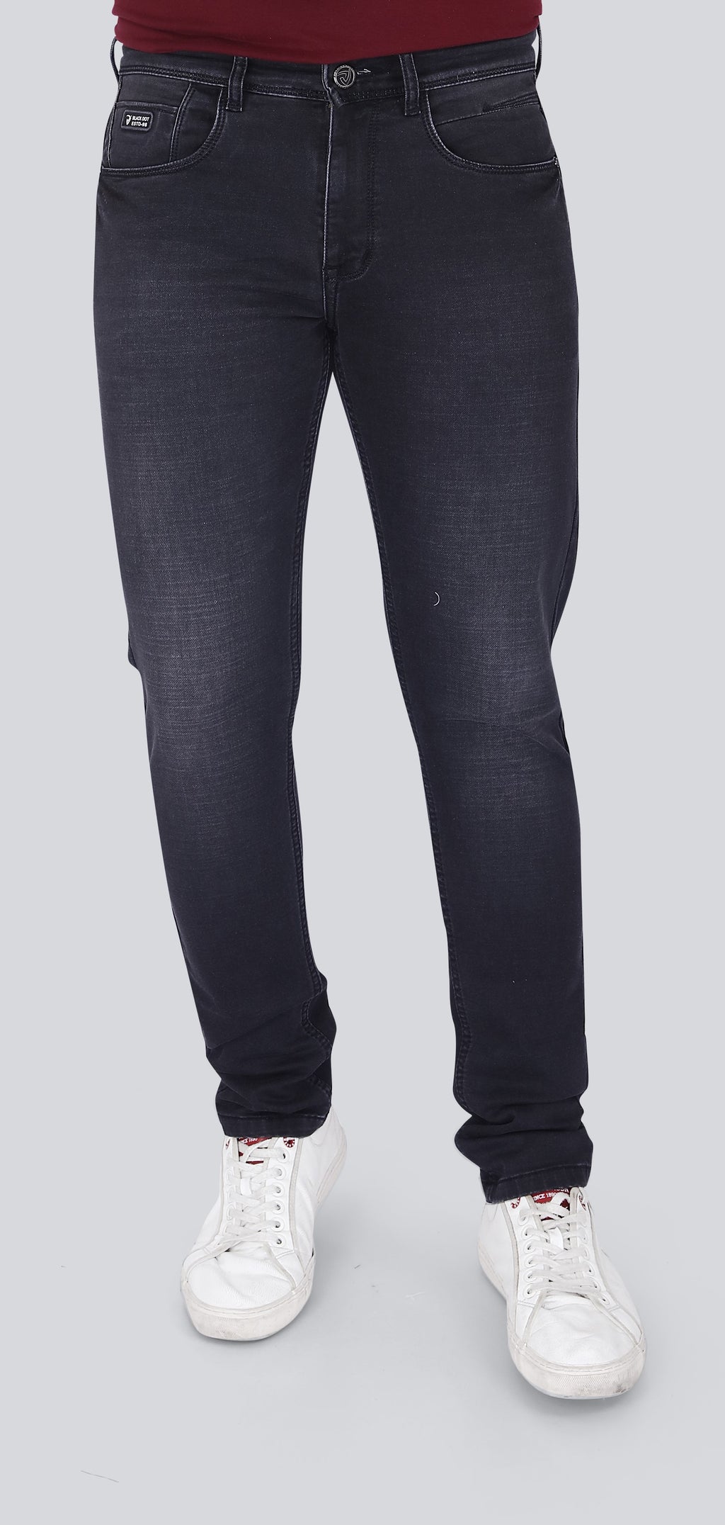 Black Dot Black Spray Fashion Narrow Fit Jeans