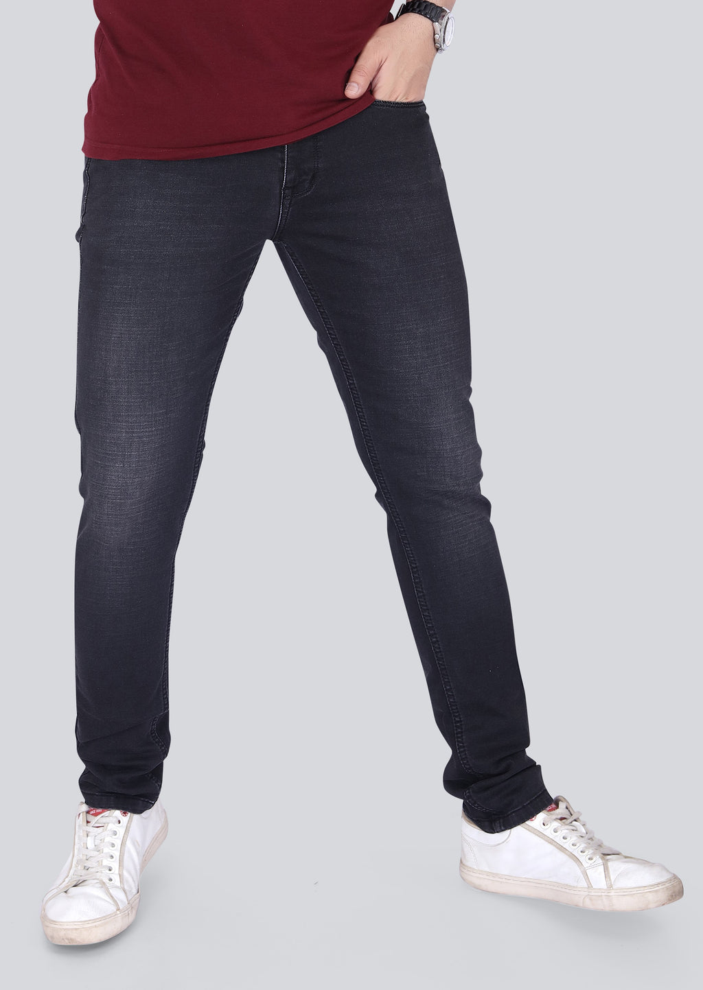 Black Dot Black Spray Fashion Narrow Fit Jeans