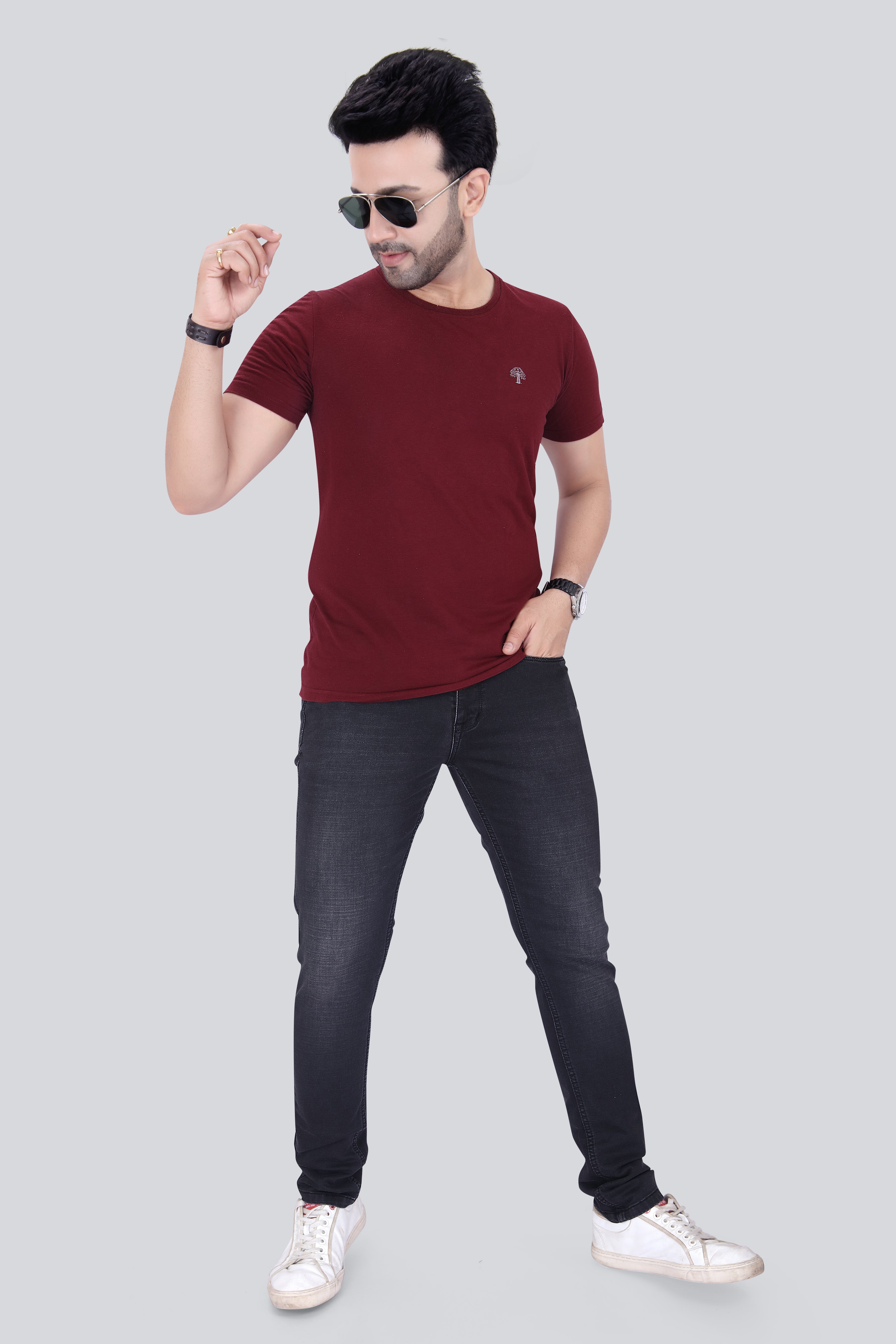 Black Dot Black Spray Fashion Narrow Fit Jeans