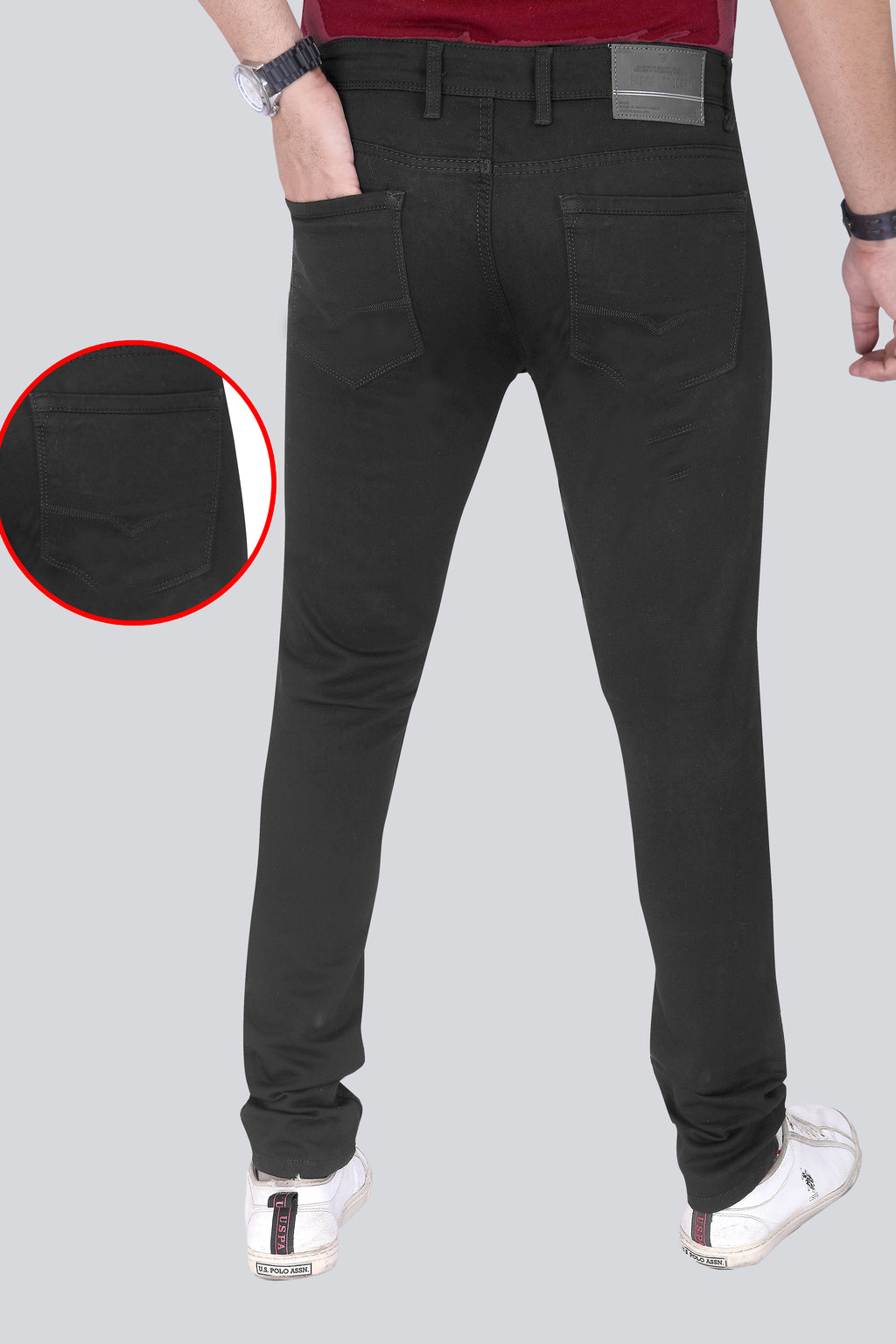Black Dot Z Black Fashion Narrow Fit Jeans