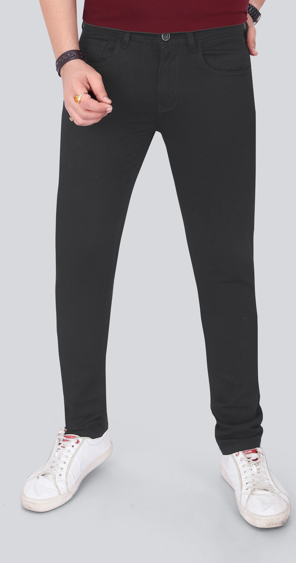 Black Dot Z Black Fashion Narrow Fit Jeans