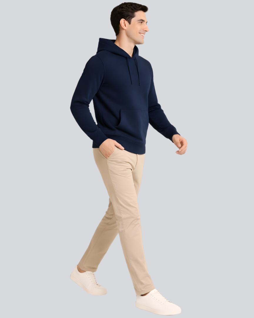 Plain Winter Navy Blue Hoodie