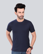 Plain Round Crew Neck Navy Blue T-Shirt