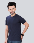 Plain Round Crew Neck Navy Blue T-Shirt