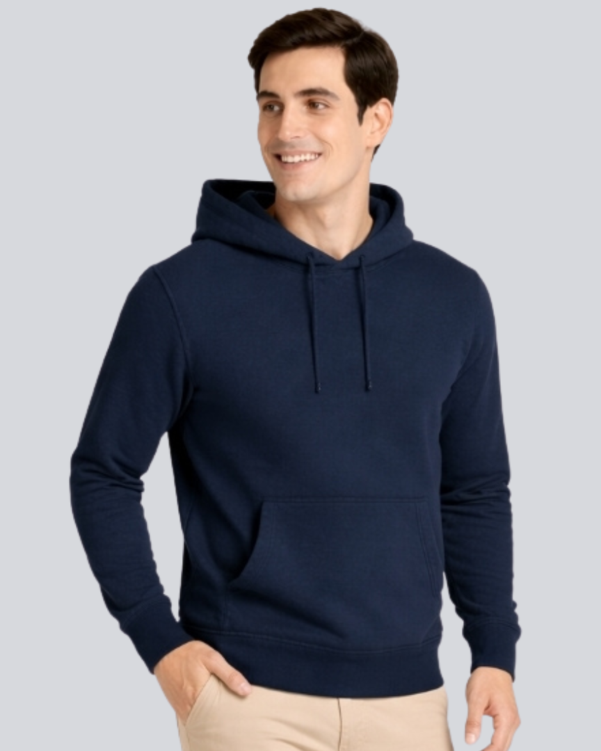Plain Winter Navy Blue Hoodie