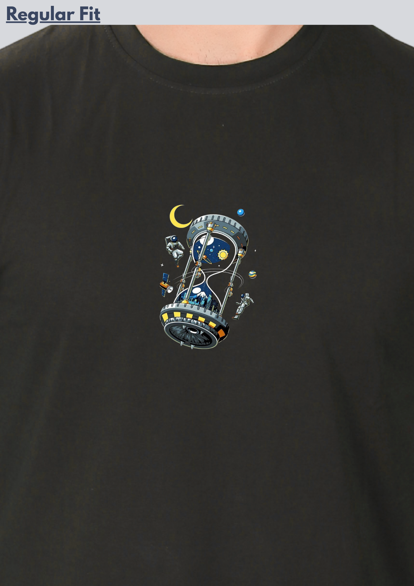 Printed Space Hourglass Round Crew Neck T-Shirt
