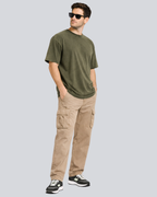 Plain Acid Wash Olive Green Oversize Streetwear T-Shirt