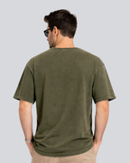 Plain Acid Wash Olive Green Oversize Streetwear T-Shirt