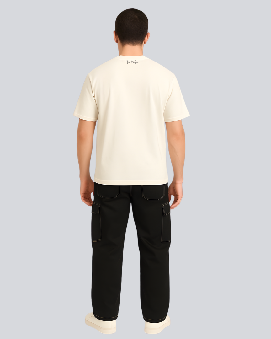 Plain Streetwear Off White Oversize T-Shirt