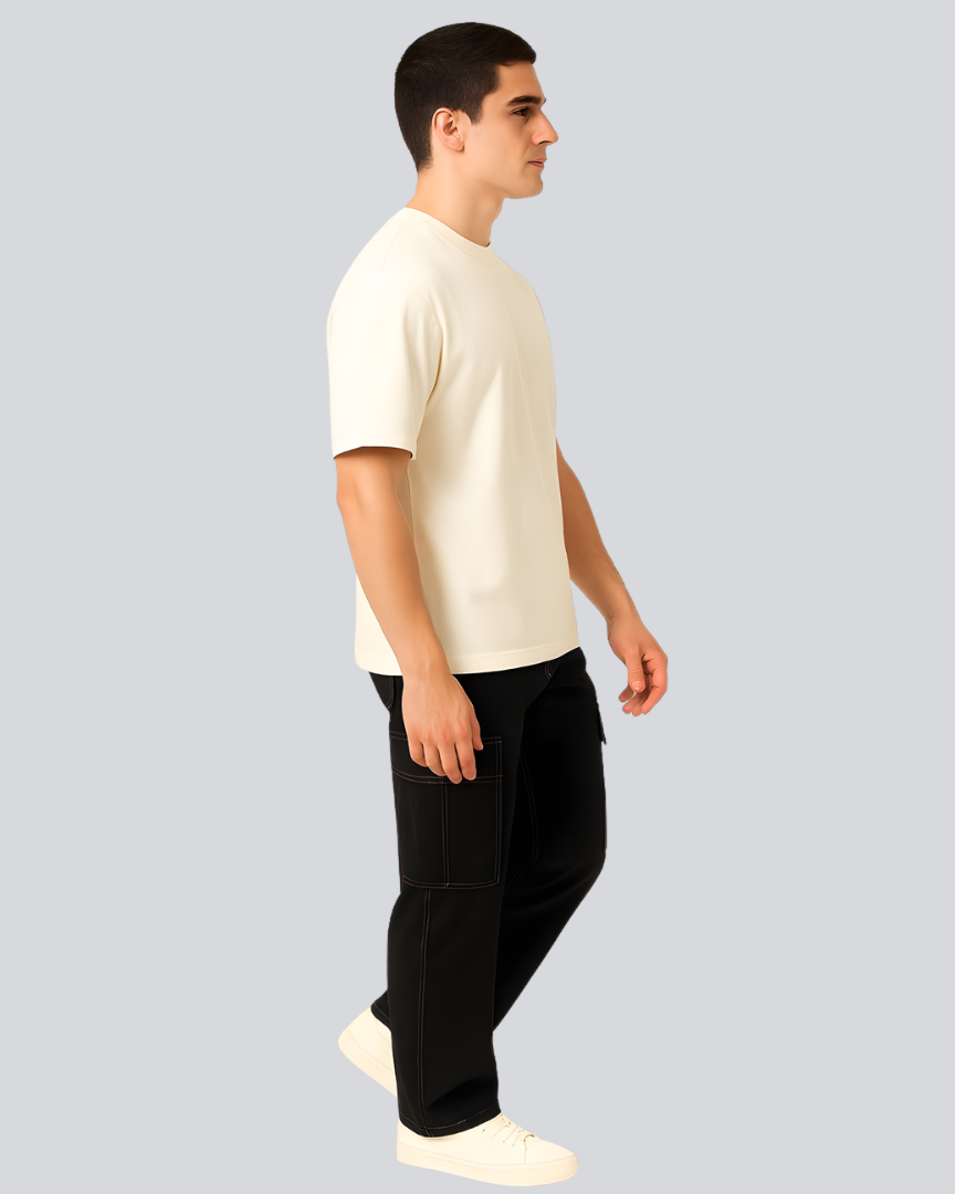 Plain Streetwear Off White Oversize T-Shirt