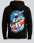 Printed Flying Astronaut Winter Black Hoodie