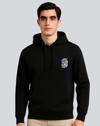 Printed Flying Astronaut Winter Black Hoodie