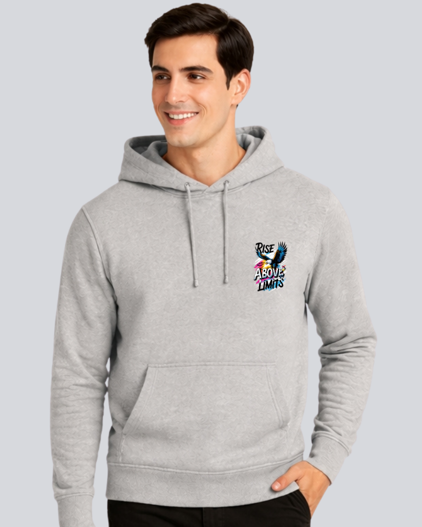 Printed Rise Above Limits Winter Light Grey Hoodie