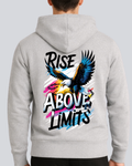 Printed Rise Above Limits Winter Light Grey Hoodie